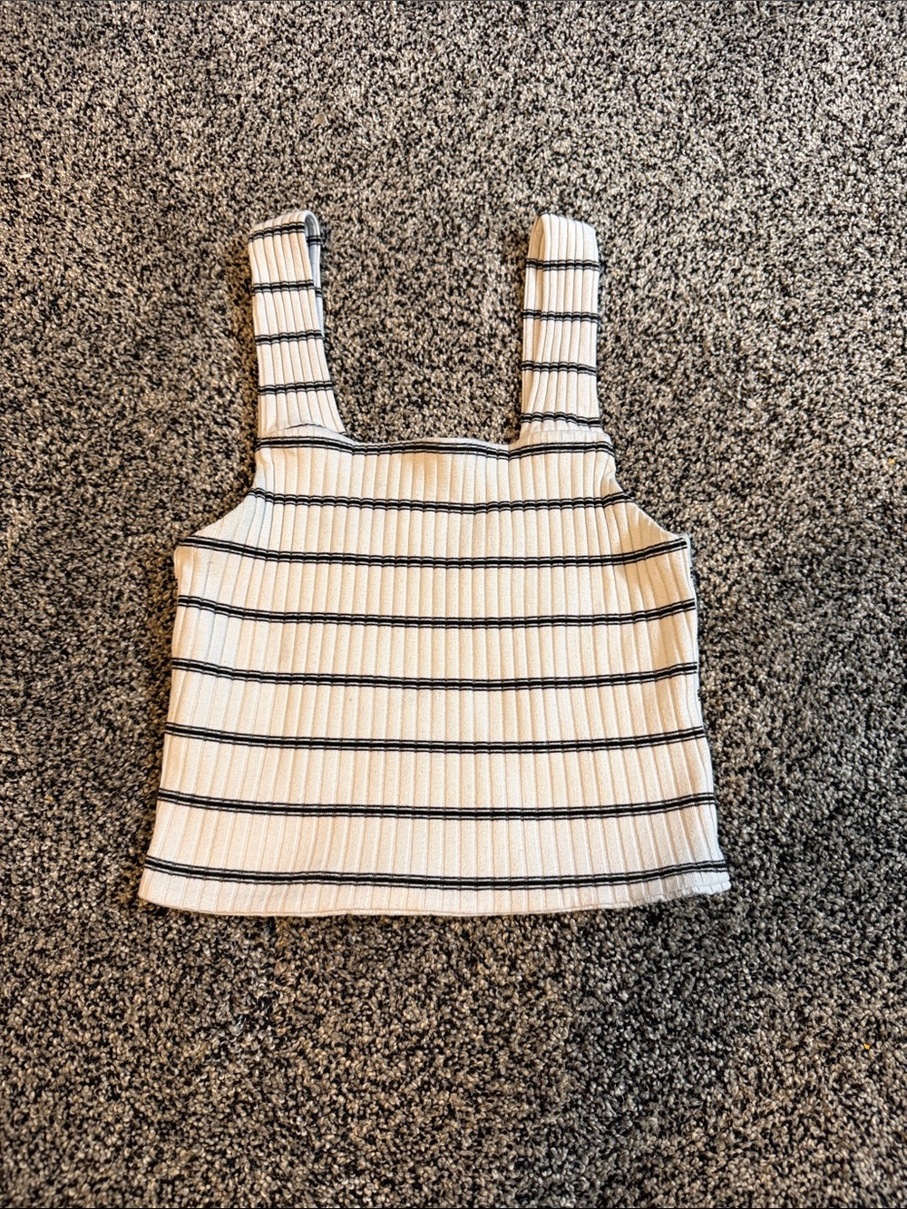 American Eagle Outfitters Ribbed Square-Neck Tank Top - Cream & Black